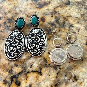 Western earrings- one buffalo nickel